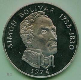 Panama 1974 - 20 Balboas Simon Bolivar - ca. 4 oz fein, 925er Silber - PP - Bild vergr��ern 