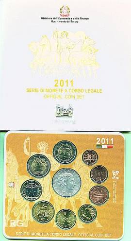 Italien 2011 - Kursm�nzsatz stgl. + 2 � und + 5 � Vereinigung - Bild vergr��ern 