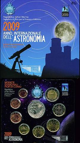 San Marino offizieller KMS 2009 stgl. - inkl. 5 � Internationales Jahr der Astronomie - - Bild vergr��ern 