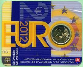 2 � Slowakei 2012 - 10 Jahre Euro Bargeld - stgl. Coincard - Bild vergr��ern 