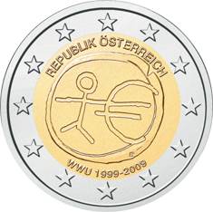2 Euro �sterreich 2009 - Wirtschafts- und W�hrungsunion - - Produktbild 