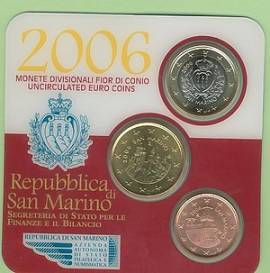 San Marino offizielles Minikit 2006/2 - 5, 50 Cent und 1 Euro - stgl. - Bild vergr��ern 