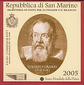 2 Euro San Marino 2005 - Galileo Galilei / Internationales Jahr der Physik - im Folder - Bild vergr��ern 