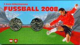 2x 5 Euro (Set)  �sterreich 2008 - Fu�ball 2008 - im Blister - Bild vergr��ern 
