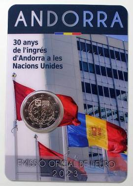 2 � Andorra 2023 - 30 Jahre UNO Mitgliedschaft - Coin Card - Bild vergr��ern 