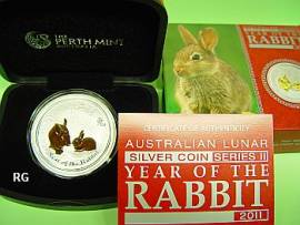 Australien 1 $ - Jahr des Hasen - 2011 (1 Unze) teilvergoldet - Bild vergr��ern 