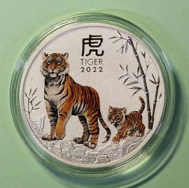 Australien 1 Dollar Jahr des Tigers / Tiger 2022 (1 oz) farbig coloriert - Bild vergr��ern 