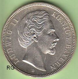 (Mi3) 5 Mark Bayern 1874 D vz - stgl. - Bild vergr��ern 