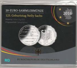 Deutschland 20 Euro 125. Geb. Nelly Sachs 2016 PP - Bild vergrern 