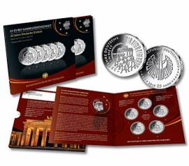 25 Euro Set 5x 25 Jahre Deutsche Einheit (A,D,F,G,J) 2015 PP - Bild vergr��ern 