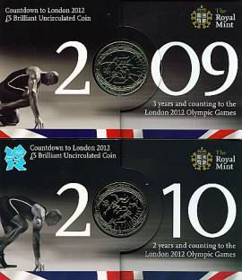 Grobritannien 4x 5  2009 - 2012  - 'Serie -Countdown- (cu/ni) BU Blister - Bild vergrern 