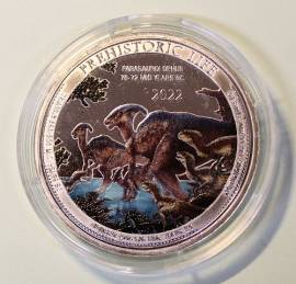 Kongo 20 France Prehistoric Life: Parasaurolophus 2022 BU farbig coloriert - Bild vergr��ern 