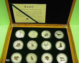 Komplette Serie Lunar I in Holzbox der Perth Mint - Bild vergr��ern 