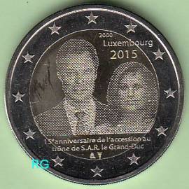 2 Euro Luxemburg 2015 15 J. Thronbesteigung Gro�herzog Henri bfr. - Bild vergr��ern 