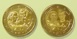 2 x 2 Euro Luxemburg 2021 40. Hochzeitstag Gro�herzog Henri M�nzzeichen L�we bfr. - Bild vergr��ern 