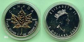 Kanada 5 $ 2003 - Maple Leaf - teilvergoldet - Bild vergr��ern 