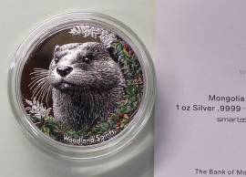 Mongolei 500 T�gr�g 2025 - Woodland Spirits: Otter - Silber PP farbig - Bild vergr��ern 