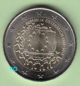 2 Euro �sterreich 2015 - 30 Jahre Euroropaflagge - bfr. - Bild vergr��ern 