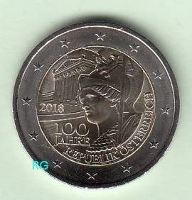 2 Euro �sterreich 2018 - 100 Jahre Republik �sterreich - bfr. - Bild vergr��ern 