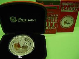 Australien 1 $ - Jahr des Hasen - 2011 (1 Unze) farbig - Bild vergr��ern 
