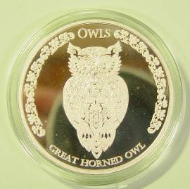 Tokelau 5 Dollar Great Horned Owl / Uhu 2021 1 oz BU - Bild vergrern 
