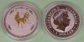 Australien 1 $ Jahr des Hahns / Rooster 2005 (1 oz) teilvergoldet