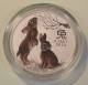 Australien 2 Dollar Jahr des Hasen / Rabbit 2023 (2 oz) farbig coloriert