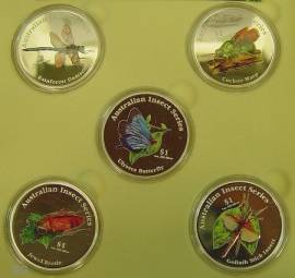 Cook Islands 5x 1 $ 2000 - Insekten - Proof (teilcoloriert) - Bild vergr��ern 