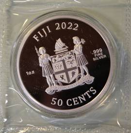Fidji / Fiji 50 Cent 2022 Katzenserie: Katze 2. Ausgabe - 1 oz BU - Bild vergrern 