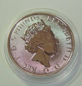 Gro�britannien 5 � 2020 Queen's Beasts (8): White Lion of Mortimer 2 oz BU in Kapsel - Bild vergr��ern 