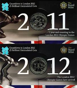 Grobritannien 4x 5  2009 - 2012  - 'Serie -Countdown- (cu/ni) BU Blister - Bild vergrern 