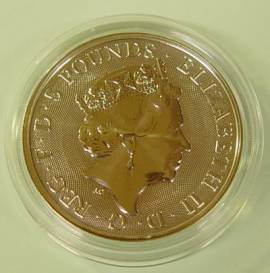 Gro�britannien 5 � 2018 Queen's Beasts (5): Black Bull 2 oz BU in Kapsel - Bild vergr��ern 