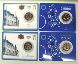 4 x 2 Euro Luxemburg 2025 Thronjubiläum + Schumann-Erklärung Münzzeichen Merkurstab CC