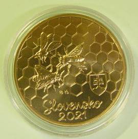 Slowakei 5 Euro 2021 - Flora + Fauna: Honigbiene - stgl. - Bild vergr��ern 