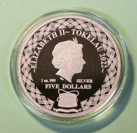Tokelau 5 Dollar Wiskered Screetch Owl / Kreischeule 2022 1 oz BU - Bild vergr��ern 