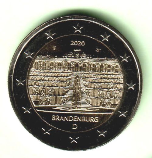 2 Euro Münze Schloss Sanssouci Fehlprägung 2 Euro Deutschland 2020 - Schloss Sanssouci - F (bfr.)