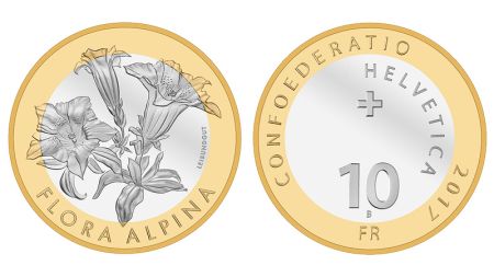 Schweiz 10 Franken Enzian 17 Stgl Im Folder